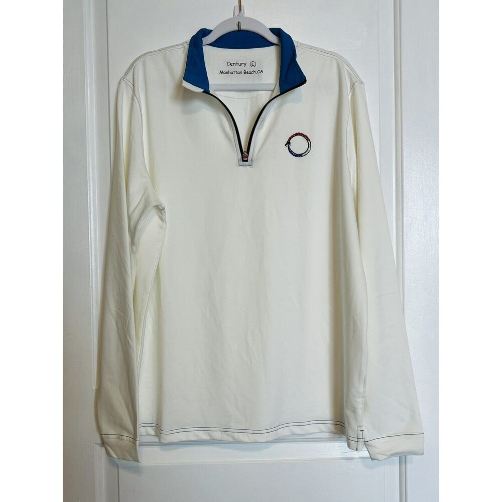 White 1/2 Zip Jacket Pullover Golf Shirt Long Sleeve Tee Casual Country Club L